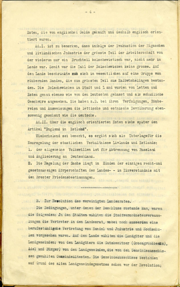 Väljavõte ühinenud maanõukogu  1918. aasta 12. aprilli resolutsiooni lisast. Läti Rahvusarhiiv. LVVA.4038.2.490- l 40.